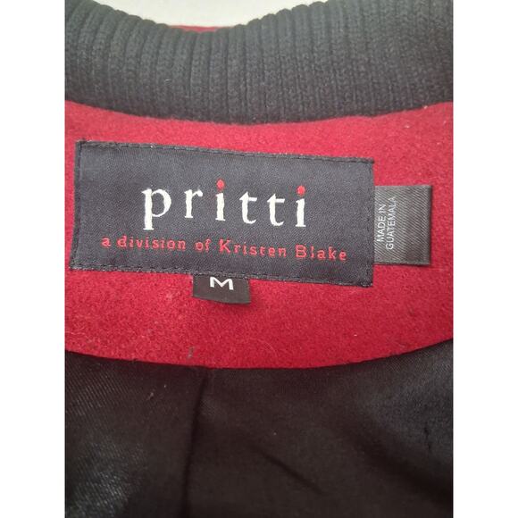 Pritti by Kristen Blake Women's Size M Wool Pea Coat w/Pockets Dark Red Classy - Picture 5 of 14